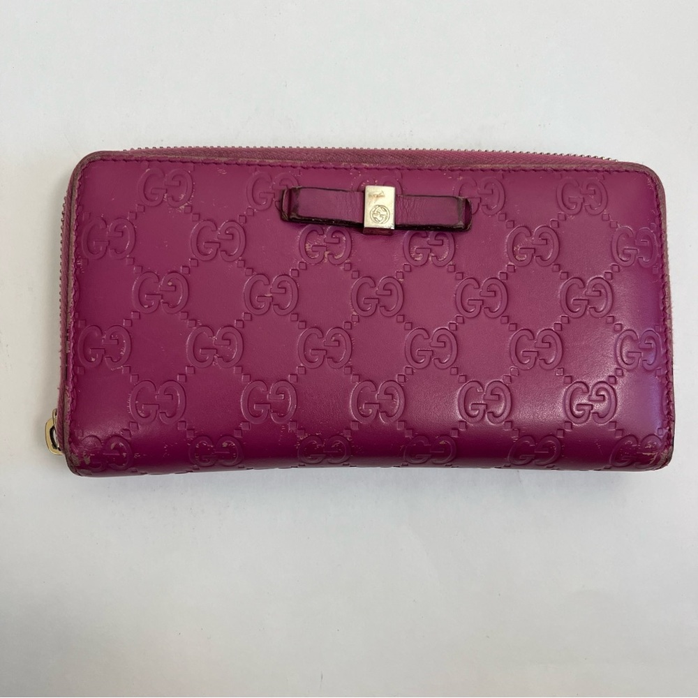 GUCCI Guccissima Signature Bowy Zip Around Wallet Peonia Flower - Picture 2 of 16
